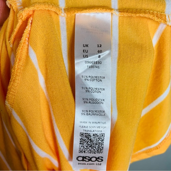 ASOS Size 8 Crop Top Shirt OPrange White Horizontal Stripes Short Sleeve Casual - Picture 7 of 7